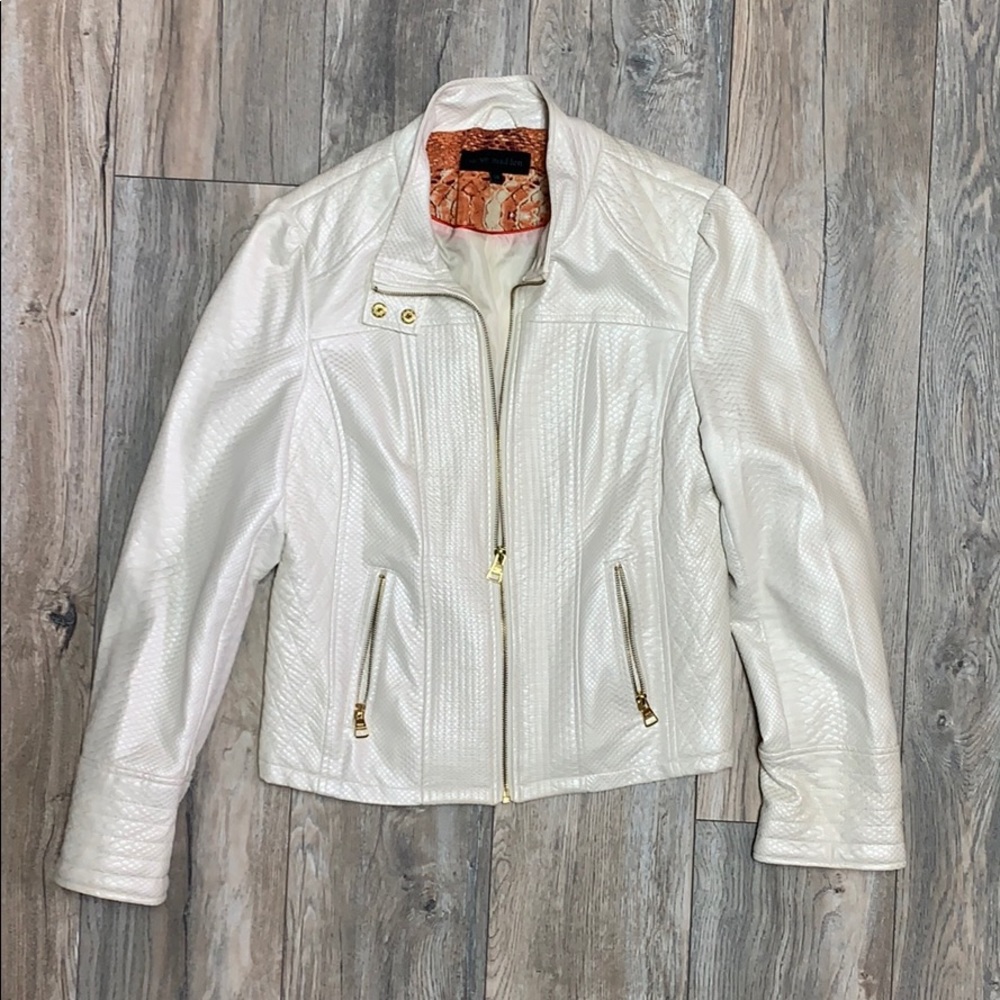 Gorgeous cream snakeskin moto jacket